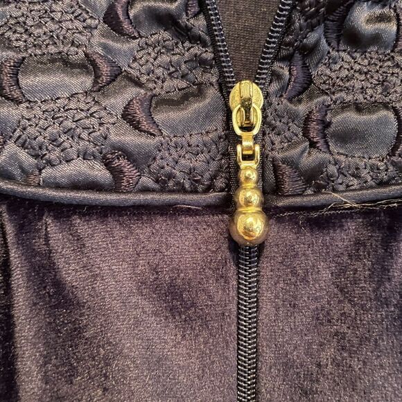 CROWNTUFT Velvet Dark Blue Women’s Vintage Substantial Robe S - Picture 8 of 15